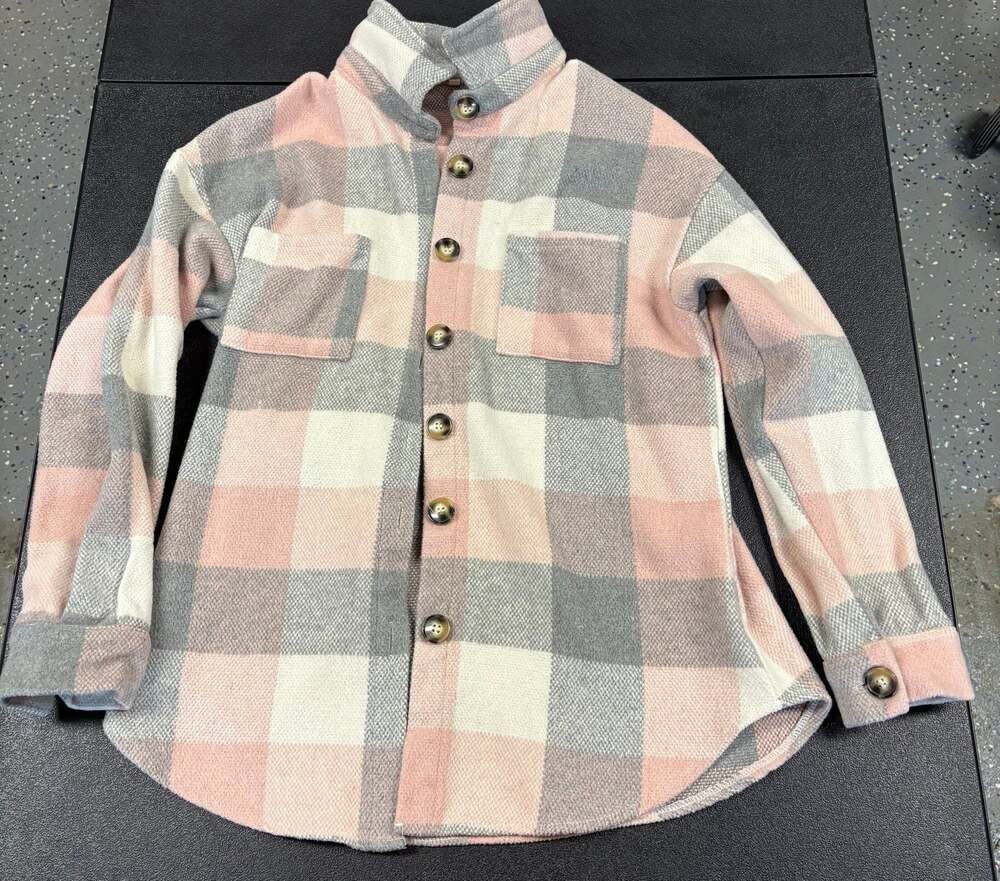 Women’s Grey and Pink Plaid Jacket